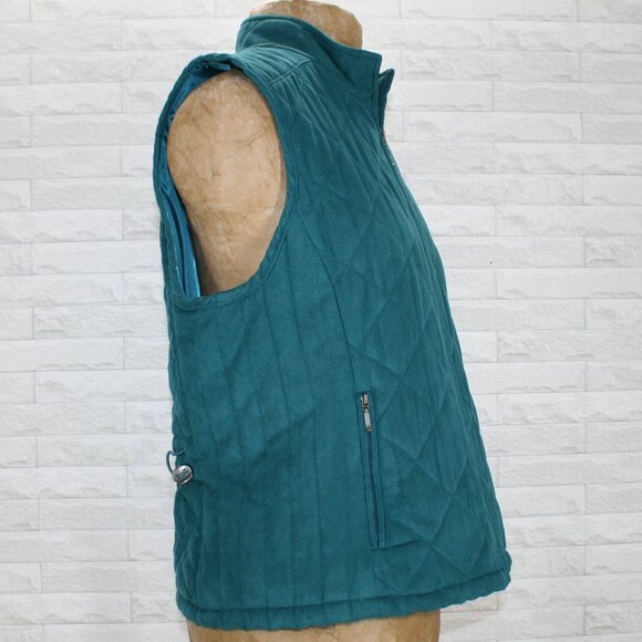 CROFT & BARROW Vest Quilted Gorpcore Suede Puffer Teal Blue Green PM - Picture 3 of 12